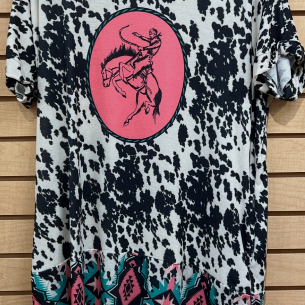 Cowboy shirt leopard print maxi Dress
